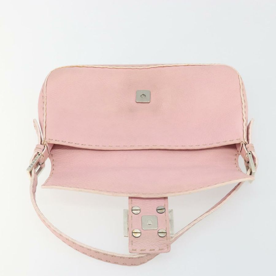 【日本直送】FENDI Celeria Mamma Baguette 單肩包 皮革 粉紅色 銀色 正品 yk20675M-16