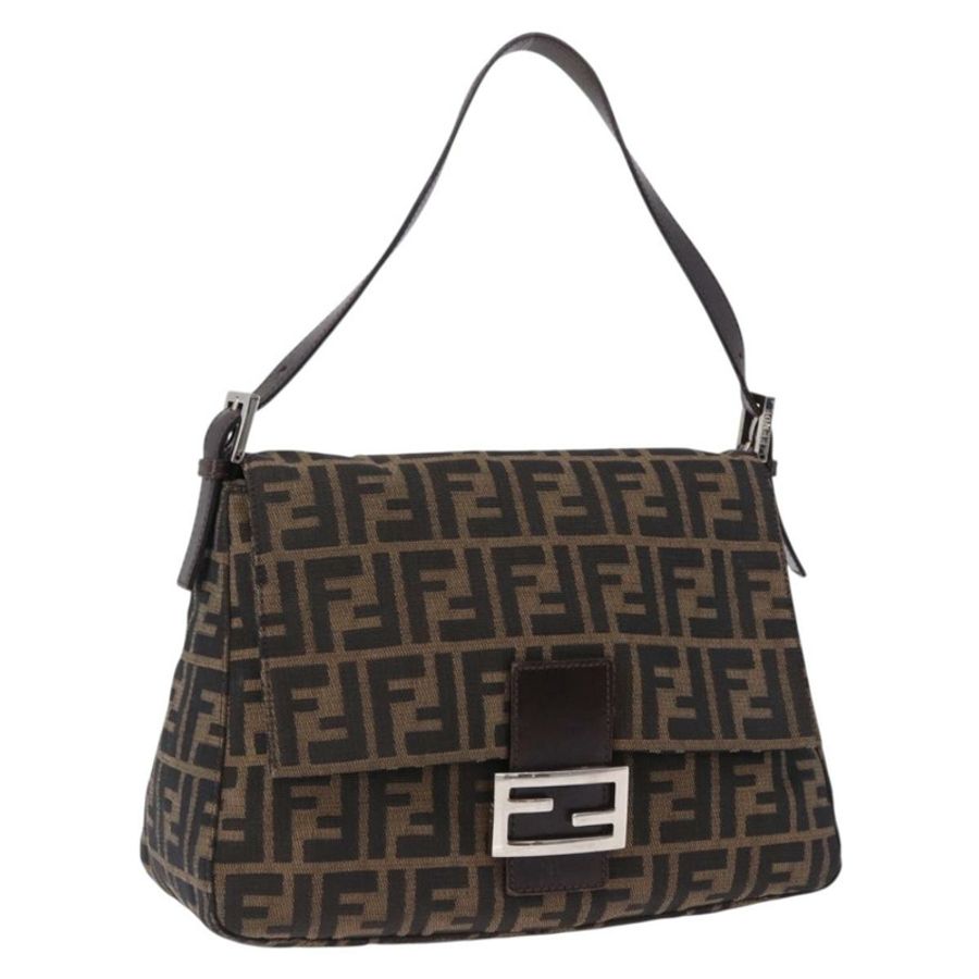 【日本直送】FENDI Zucca帆布Mamma Baguette單肩包 棕色銀色 正品 yk20680SAM-0