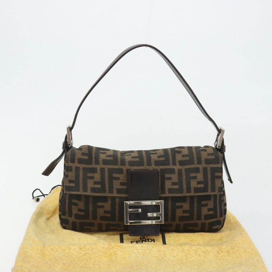 【日本直送】FENDI Zucca帆布Mamma Baguette單肩包 棕色銀色 正品 yk20681SAM-25