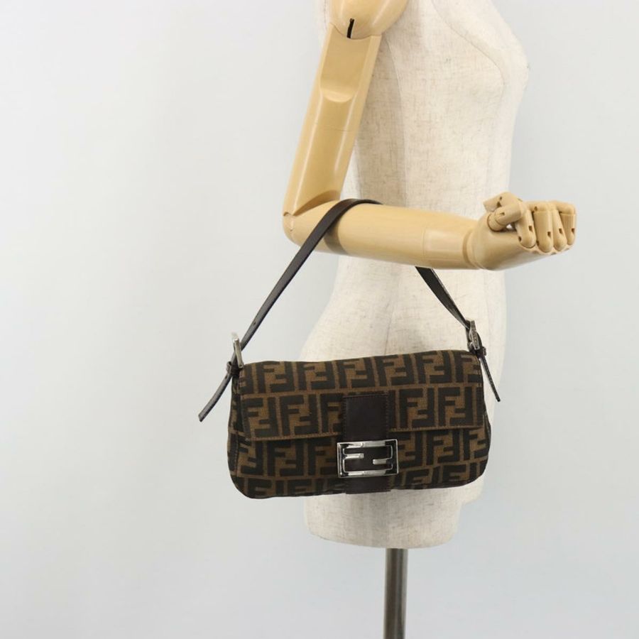 【日本直送】FENDI Zucca帆布Mamma Baguette單肩包 棕色銀色 正品 yk20687SAM-24