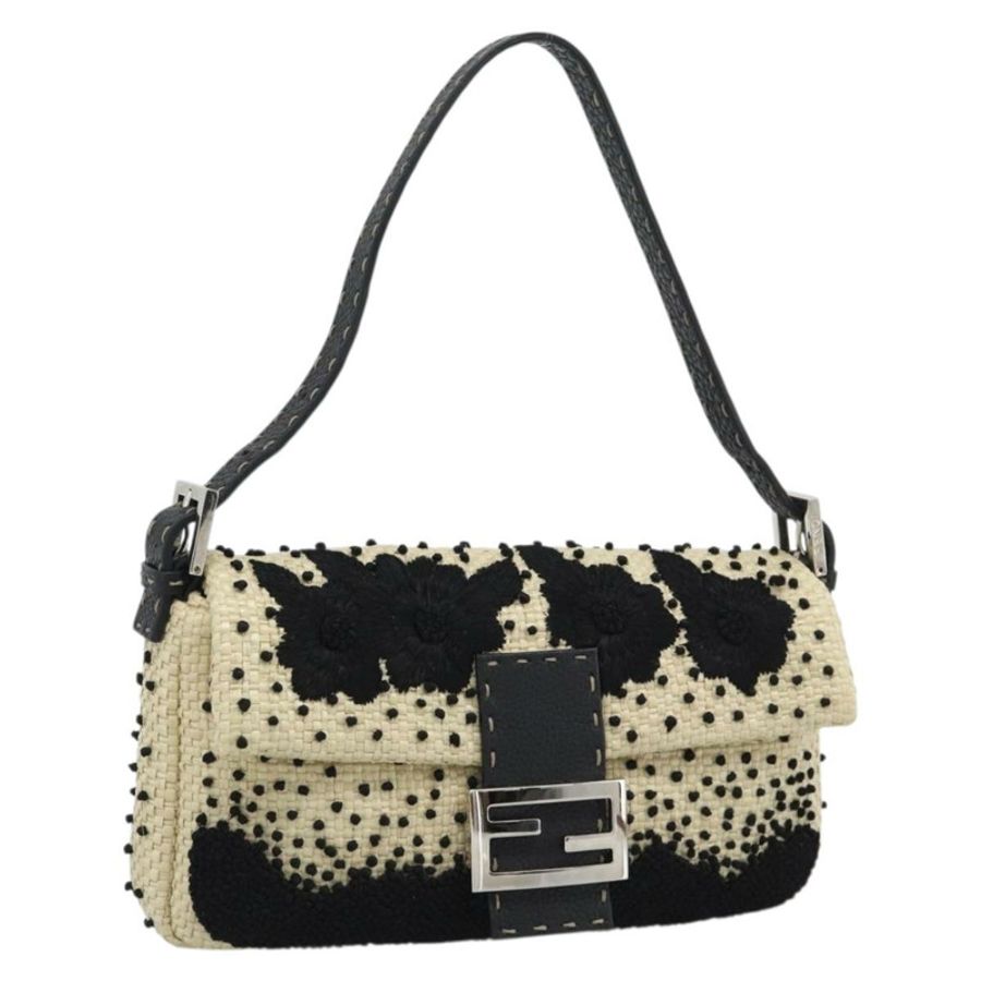 【日本直送】FENDI Celleria 花卉刺繡草編媽媽包 8BR101 Auth yk20689SM-0
