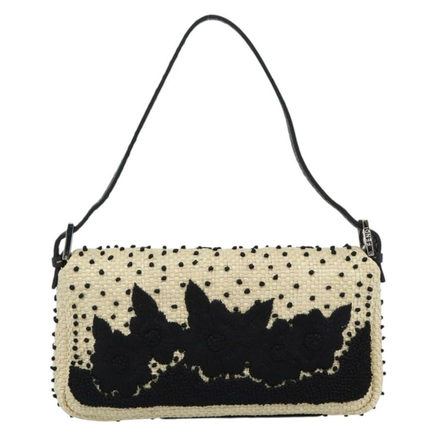 【日本直送】FENDI Celleria 花卉刺繡草編媽媽包 8BR101 Auth yk20689SM-2