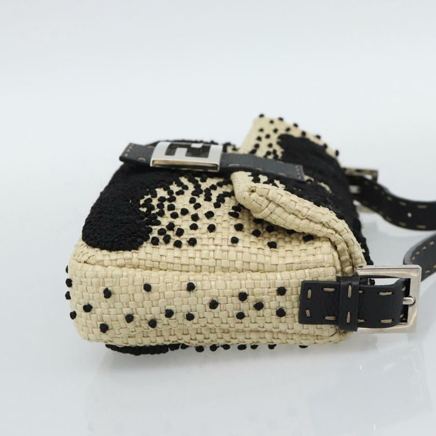 【日本直送】FENDI Celleria 花卉刺繡草編媽媽包 8BR101 Auth yk20689SM-4