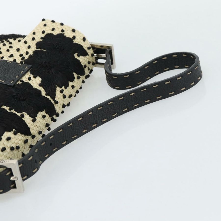 【日本直送】FENDI Celleria 花卉刺繡草編媽媽包 8BR101 Auth yk20689SM-5