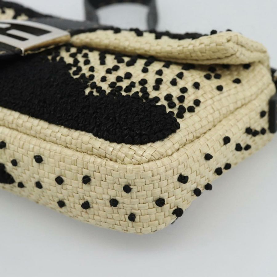 【日本直送】FENDI Celleria 花卉刺繡草編媽媽包 8BR101 Auth yk20689SM-8