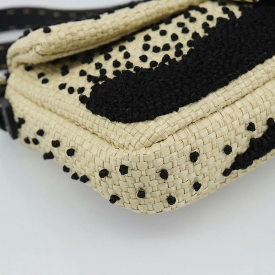 【日本直送】FENDI Celleria 花卉刺繡草編媽媽包 8BR101 Auth yk20689SM-9