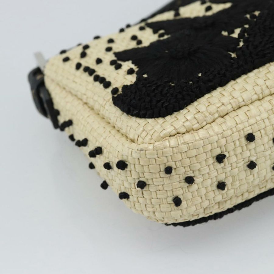 【日本直送】FENDI Celleria 花卉刺繡草編媽媽包 8BR101 Auth yk20689SM-11