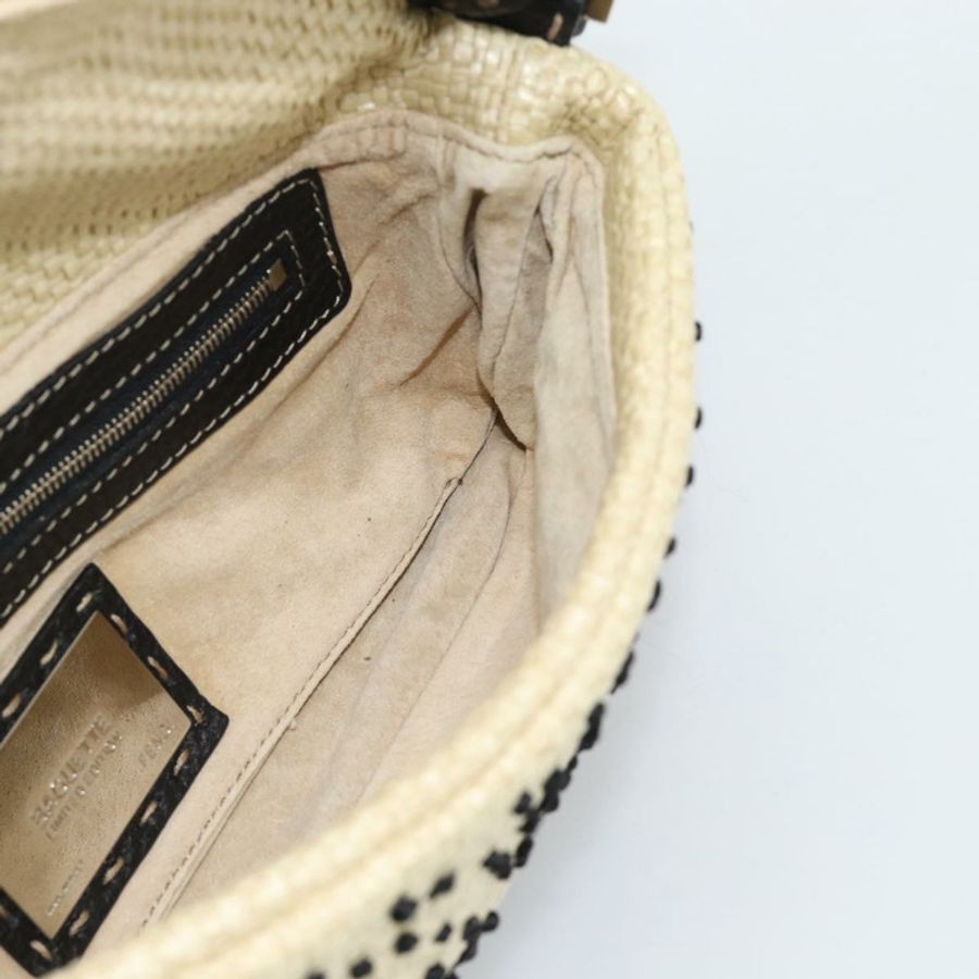 【日本直送】FENDI Celleria 花卉刺繡草編媽媽包 8BR101 Auth yk20689SM-15