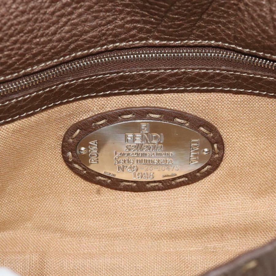 【日本直送】FENDI Celeria Mamma Baguette 單肩包 皮革 棕色 銀色 正品 yk20699SAM-14