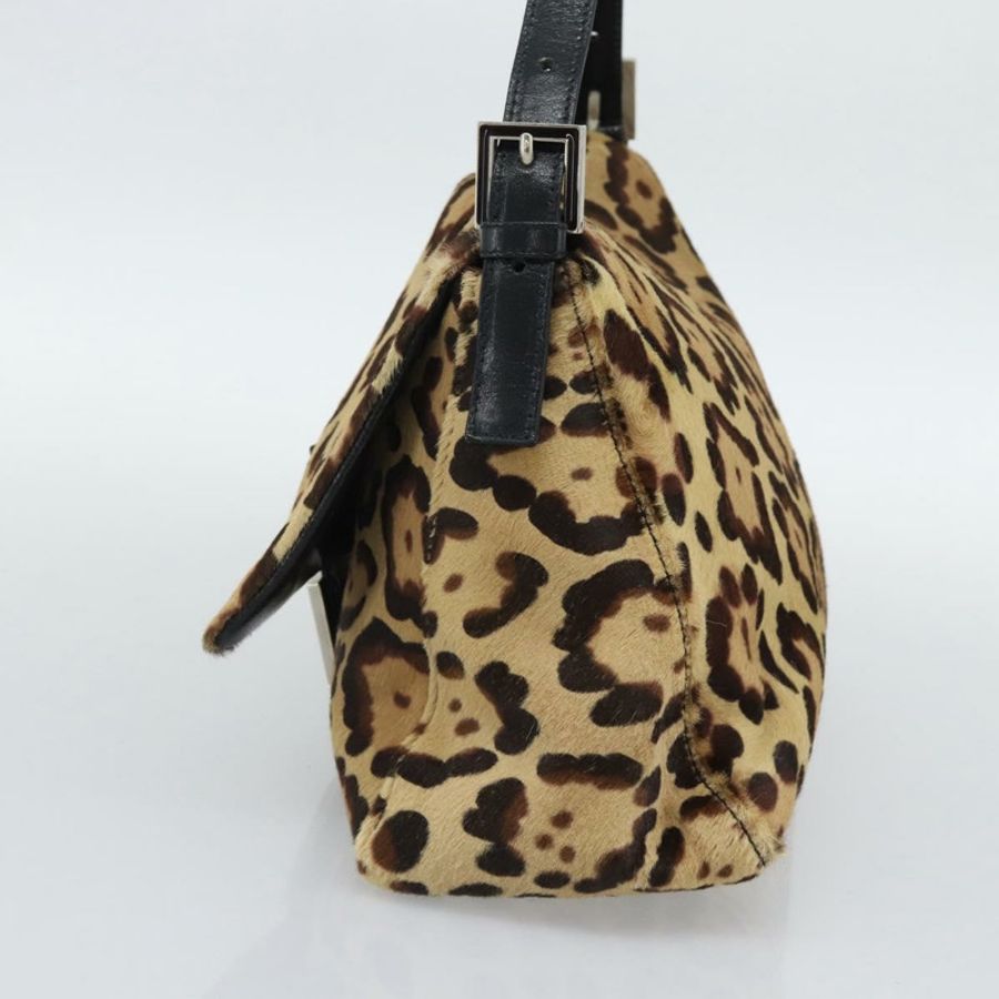 【日本直送】FENDI Mamma Baguette 肩背包 Harako 皮革 棕色 銀色 正品 yk20701SAM-4