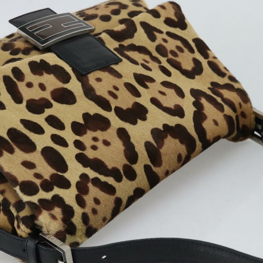 【日本直送】FENDI Mamma Baguette 肩背包 Harako 皮革 棕色 銀色 正品 yk20701SAM-5