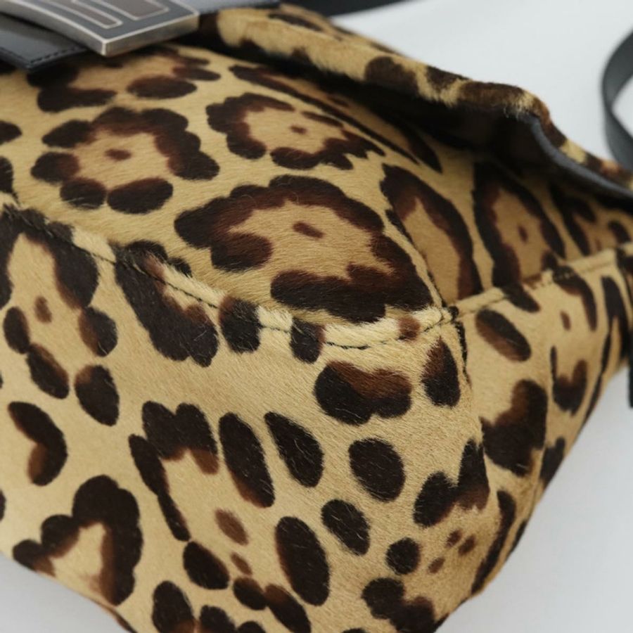 【日本直送】FENDI Mamma Baguette 肩背包 Harako 皮革 棕色 銀色 正品 yk20701SAM-9