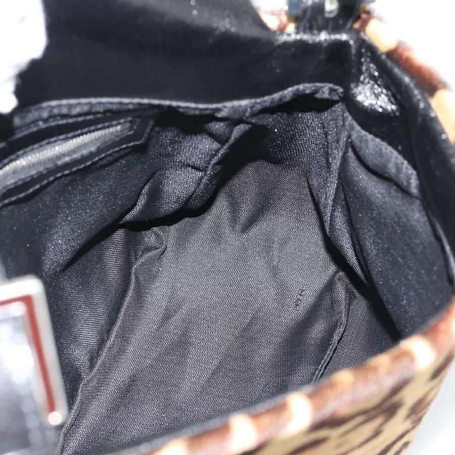 【日本直送】FENDI Mamma Baguette 肩背包 Harako 皮革 棕色 銀色 正品 yk20701SAM-17