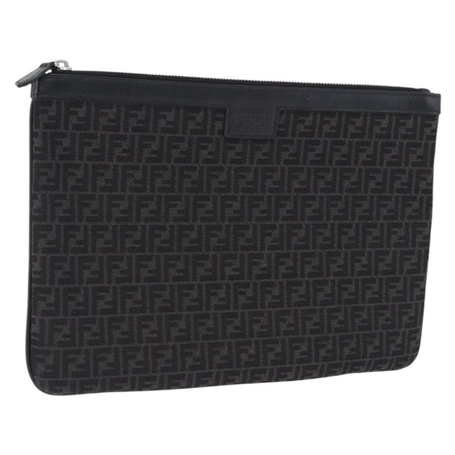 【日本直送】FENDI Zucchino 帆布手拿包 黑色 正品 ki6765V-0