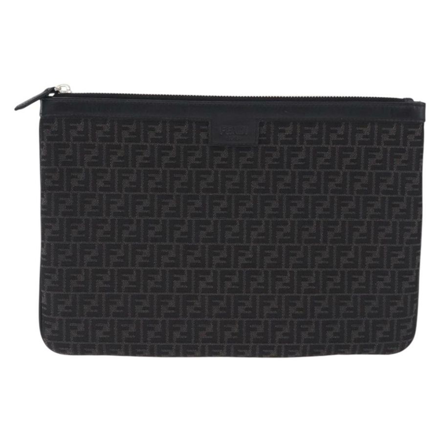 【日本直送】FENDI Zucchino 帆布手拿包 黑色 正品 ki6765V-1