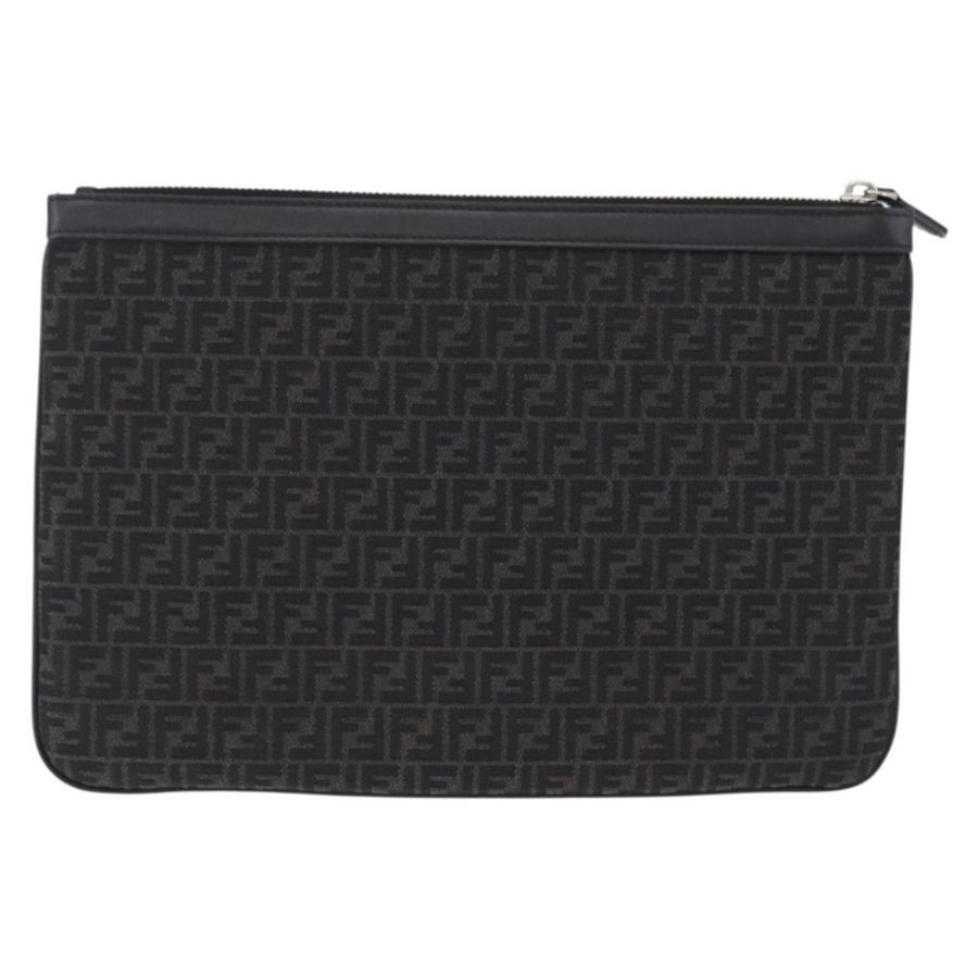 【日本直送】FENDI Zucchino 帆布手拿包 黑色 正品 ki6765V-2
