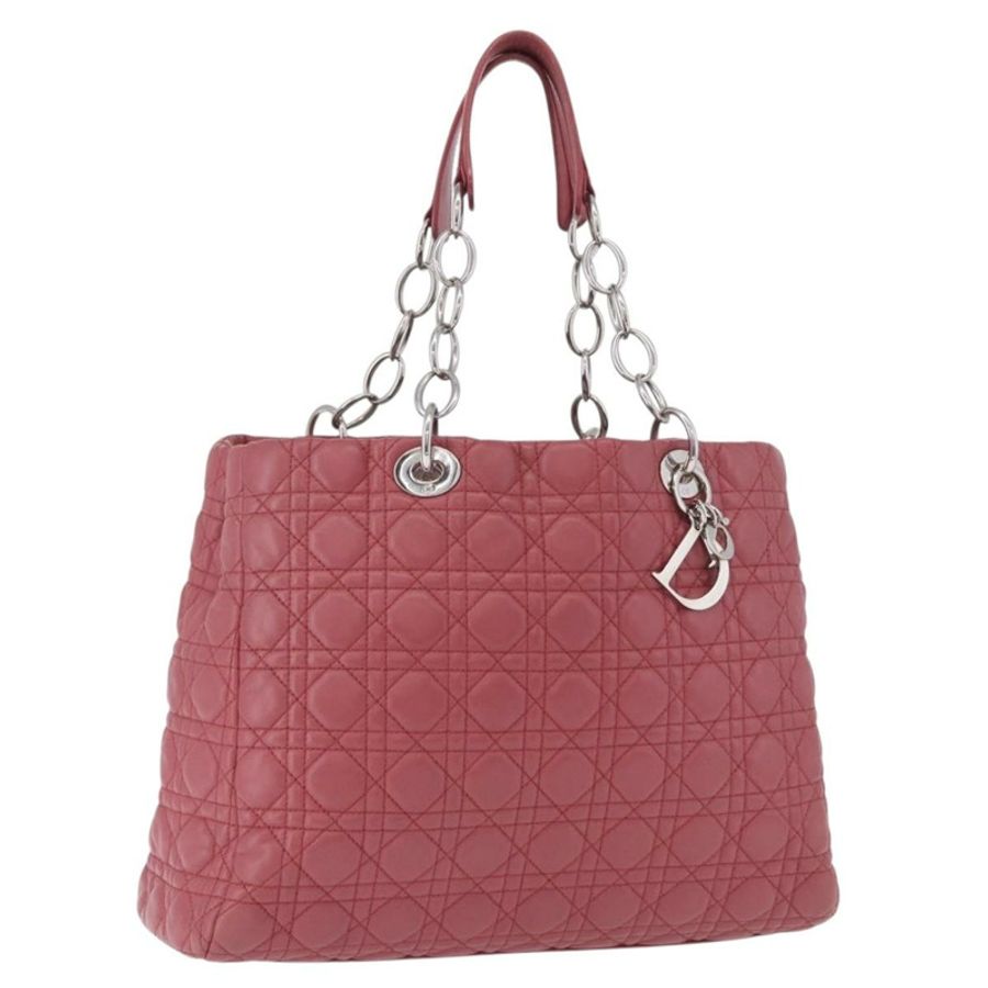 【日本直送】Christian Dior Canage 手提包 羊皮 粉紅色 銀色 正品 ka5330V-0
