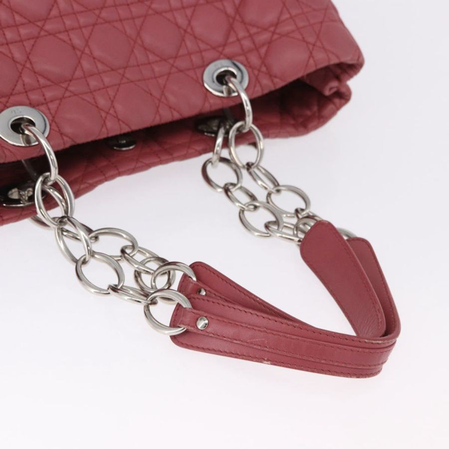 【日本直送】Christian Dior Canage 手提包 羊皮 粉紅色 銀色 正品 ka5330V-6