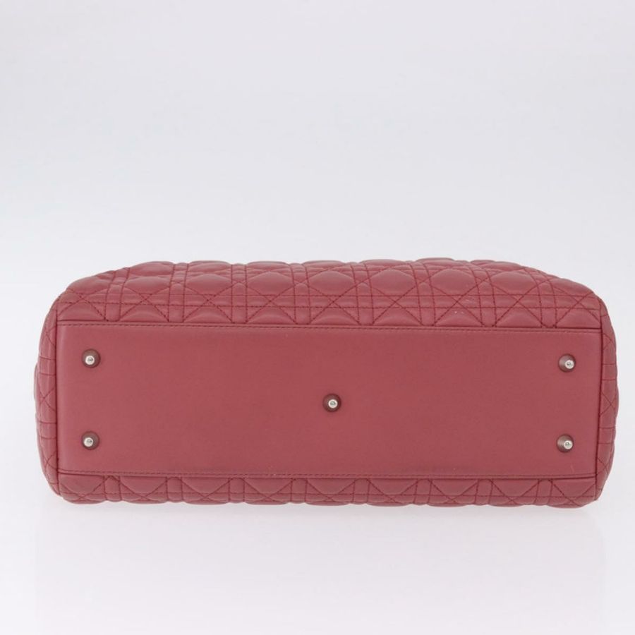 【日本直送】Christian Dior Canage 手提包 羊皮 粉紅色 銀色 正品 ka5330V-8