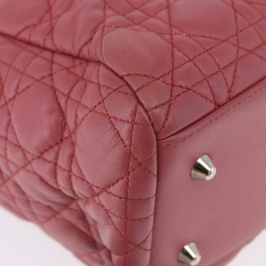 【日本直送】Christian Dior Canage 手提包 羊皮 粉紅色 銀色 正品 ka5330V-9