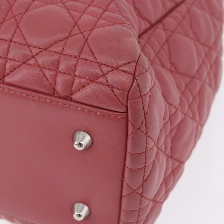 【日本直送】Christian Dior Canage 手提包 羊皮 粉紅色 銀色 正品 ka5330V-10