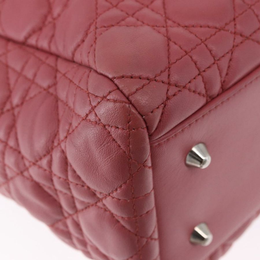 【日本直送】Christian Dior Canage 手提包 羊皮 粉紅色 銀色 正品 ka5330V-11
