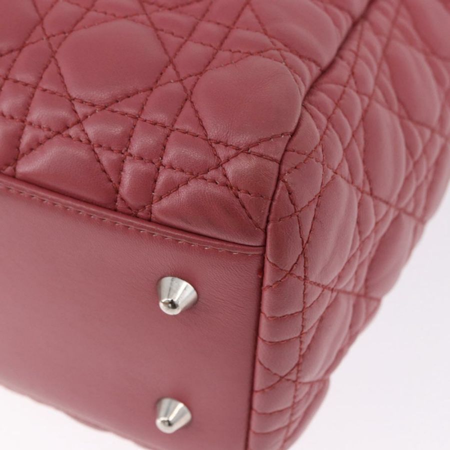 【日本直送】Christian Dior Canage 手提包 羊皮 粉紅色 銀色 正品 ka5330V-12