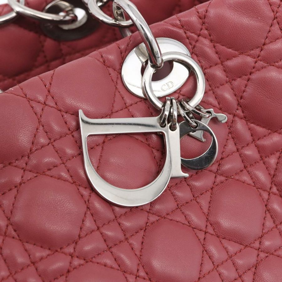 【日本直送】Christian Dior Canage 手提包 羊皮 粉紅色 銀色 正品 ka5330V-13