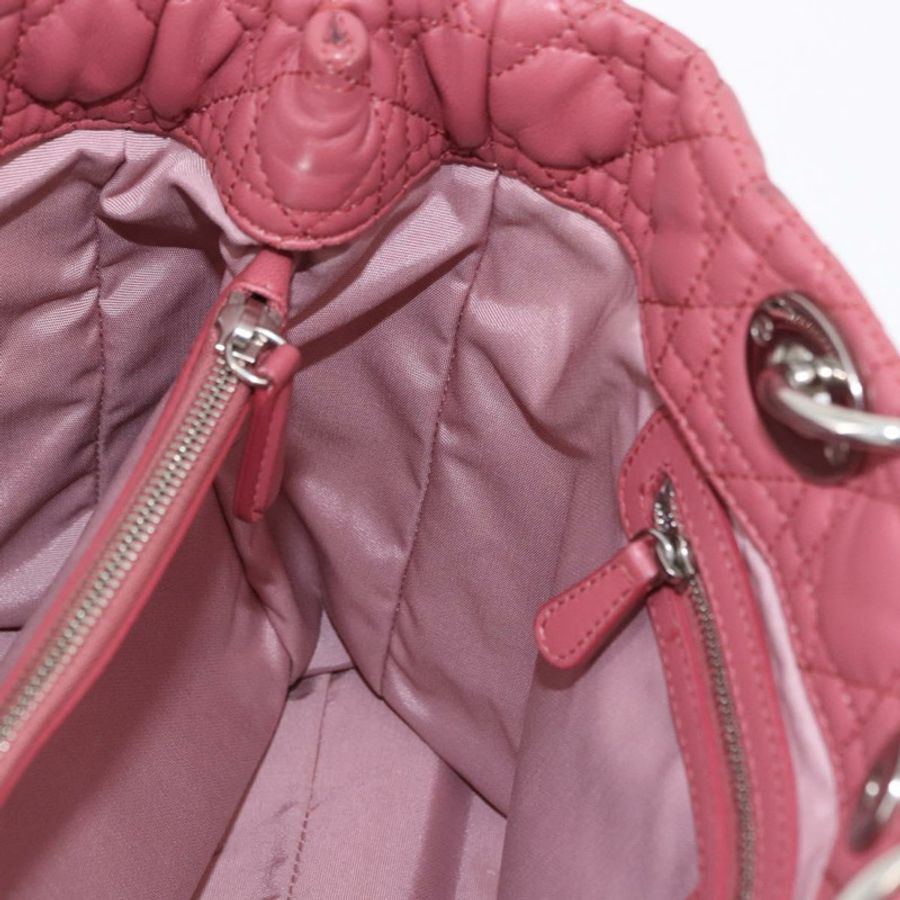 【日本直送】Christian Dior Canage 手提包 羊皮 粉紅色 銀色 正品 ka5330V-17
