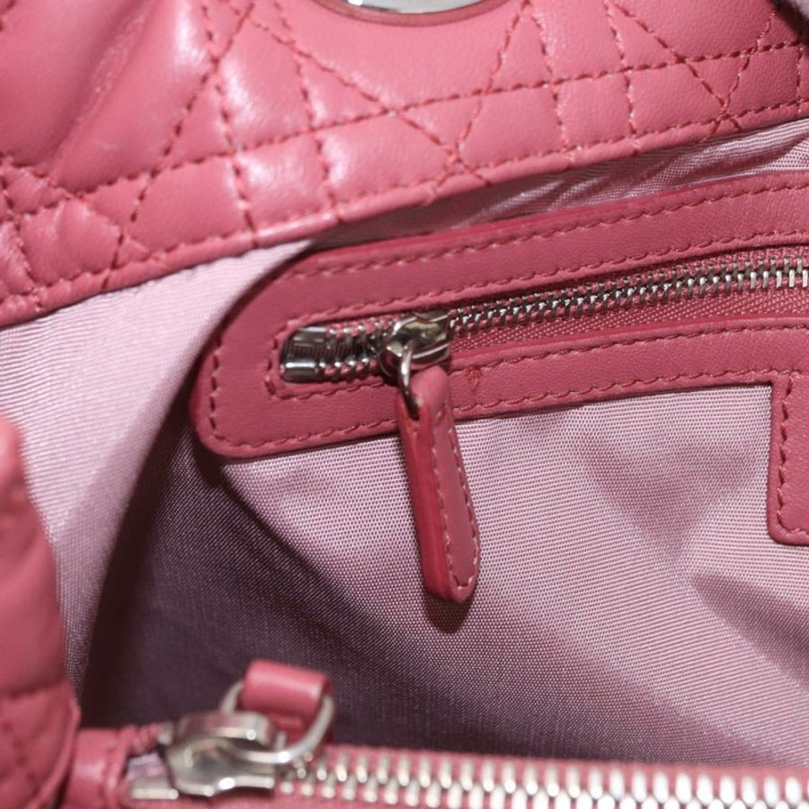 【日本直送】Christian Dior Canage 手提包 羊皮 粉紅色 銀色 正品 ka5330V-21