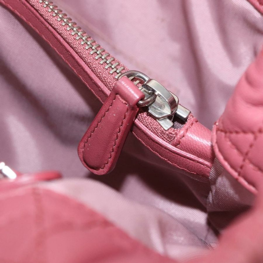 【日本直送】Christian Dior Canage 手提包 羊皮 粉紅色 銀色 正品 ka5330V-23