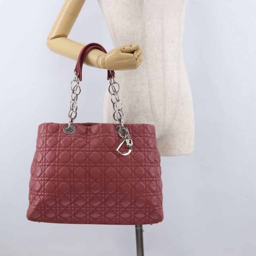 【日本直送】Christian Dior Canage 手提包 羊皮 粉紅色 銀色 正品 ka5330V-26