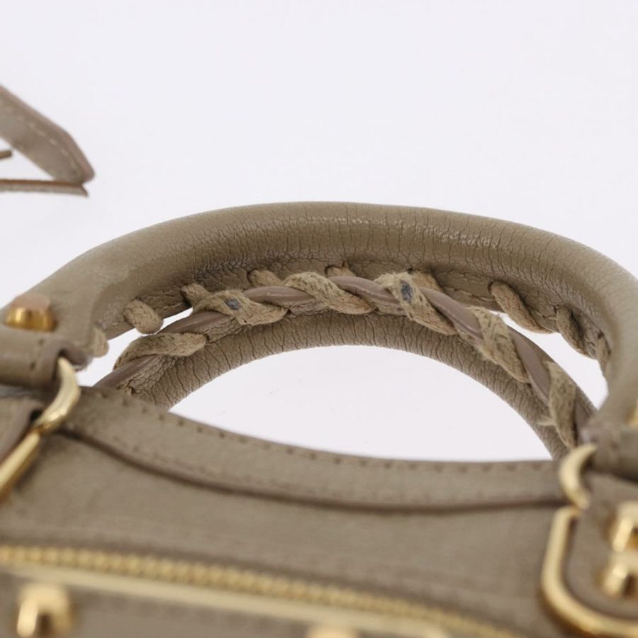 【日本直送】BALENCIAGA 迷你都會手袋 皮革 兩用 米色 金色色調 453293 正品 ka5352V-7