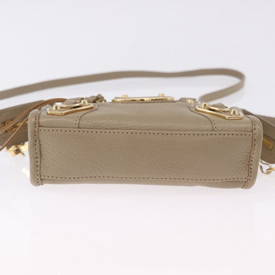 【日本直送】BALENCIAGA 迷你都會手袋 皮革 兩用 米色 金色色調 453293 正品 ka5352V-10