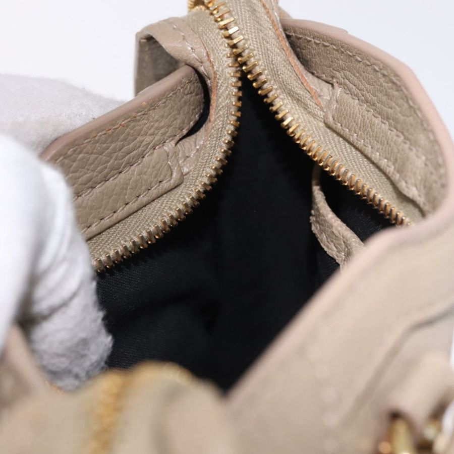 【日本直送】BALENCIAGA 迷你都會手袋 皮革 兩用 米色 金色色調 453293 正品 ka5352V-19