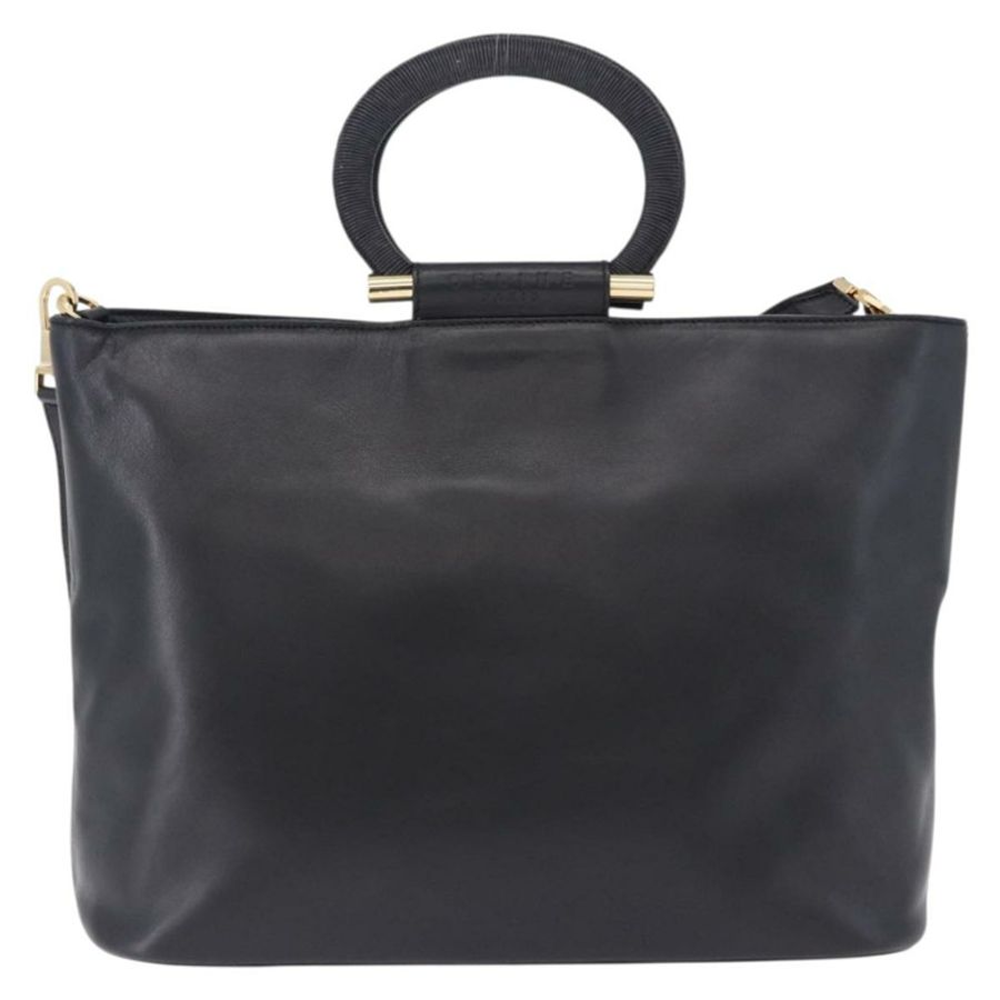 【日本直送】CELINE 手提包 皮革 2way 黑色 金色色調 Auth ka5384V-2