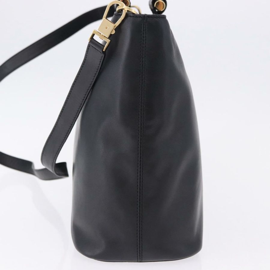 【日本直送】CELINE 手提包 皮革 2way 黑色 金色色調 Auth ka5384V-3