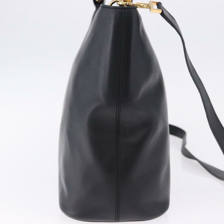【日本直送】CELINE 手提包 皮革 2way 黑色 金色色調 Auth ka5384V-4