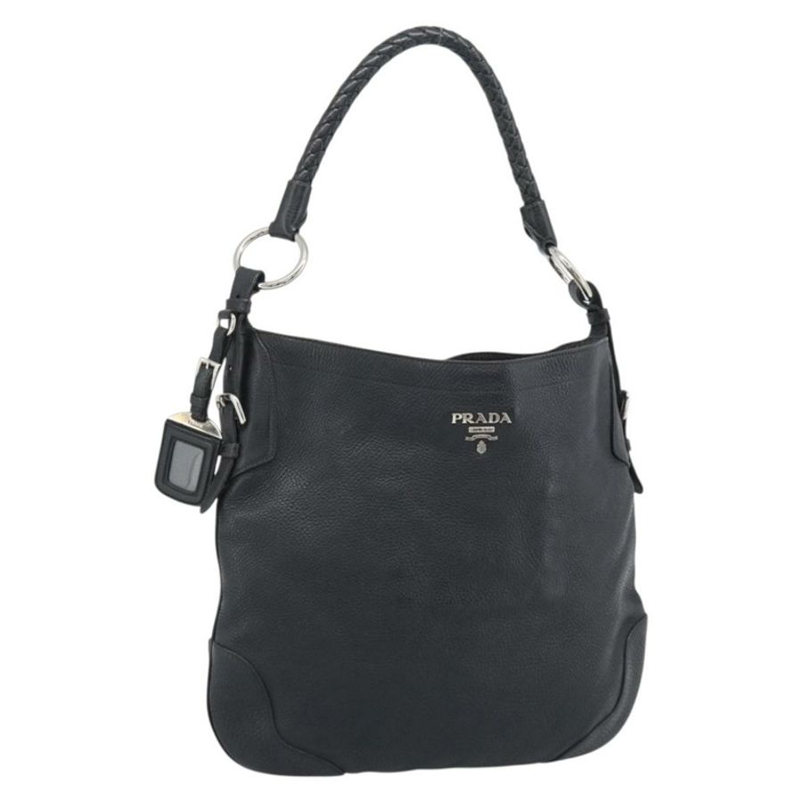【日本直送】PRADA 黑色銀色皮革肩背包 正品 ka5401V-0