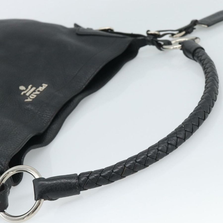 【日本直送】PRADA 黑色銀色皮革肩背包 正品 ka5401V-6