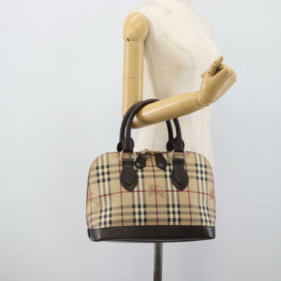 【日本直送】BURBERRY Nova 格紋手提包 PVC 皮革 米色 金色色調 正品 ka5443V-24