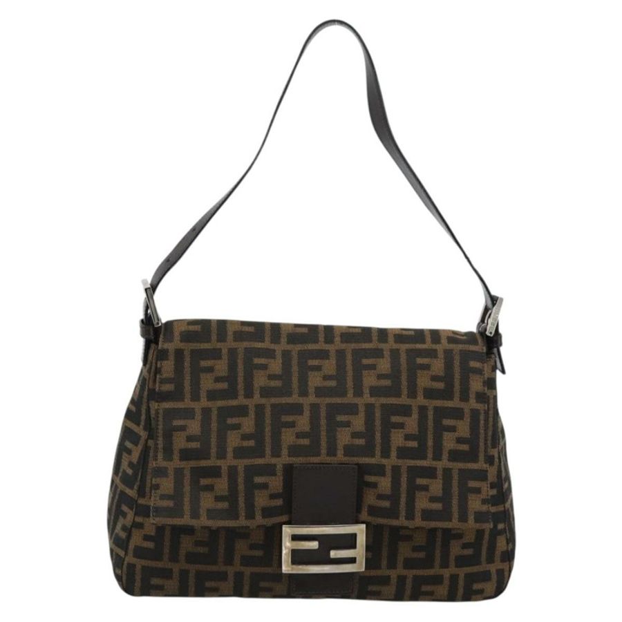 【日本直送】FENDI Zucca帆布Mamma Baguette單肩包 黑色棕色 正品 BA14103V-1