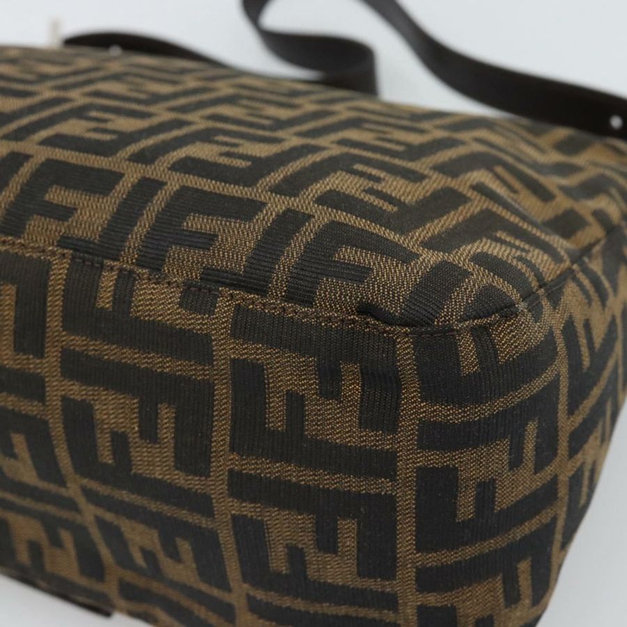 【日本直送】FENDI Zucca帆布Mamma Baguette單肩包 黑色棕色 正品 BA14103V-11