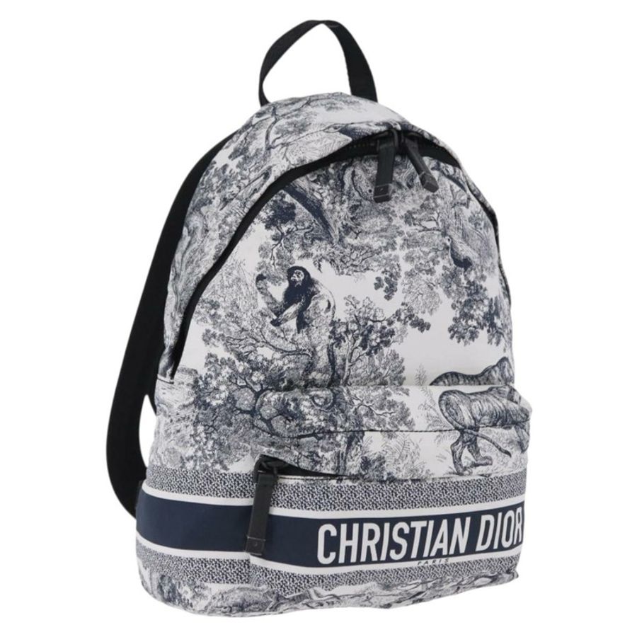 【日本直送】Christian Dior Toile de Jouy 雙肩包 尼龍 海軍藍 白色 正品 ka5416M-0
