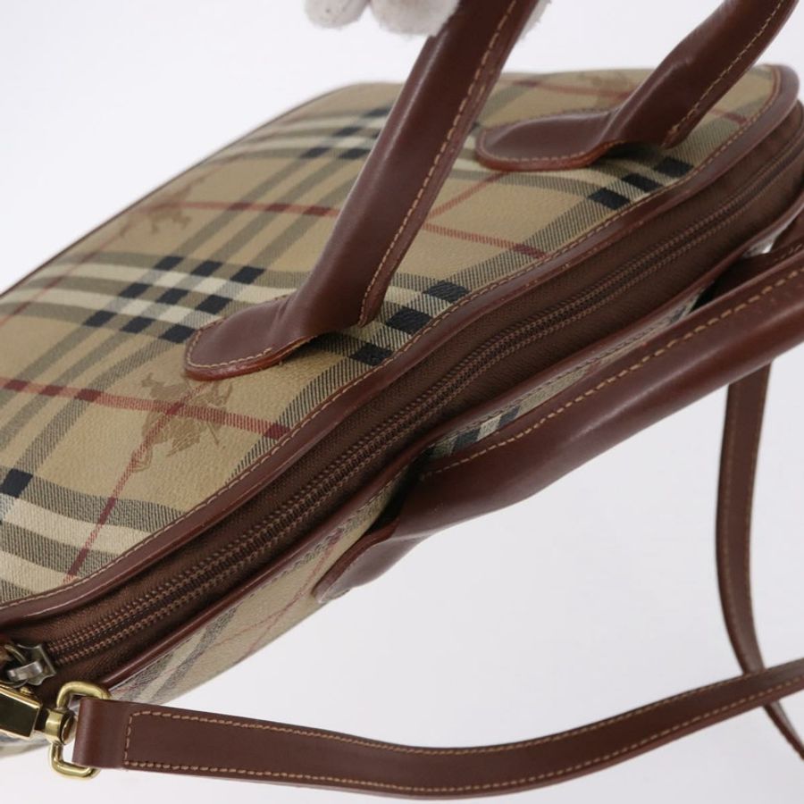 【日本直送】BURBERRY Nova 格紋手提包 PVC 皮革 兩用 米色 金色色調 正品 ka5442V-5