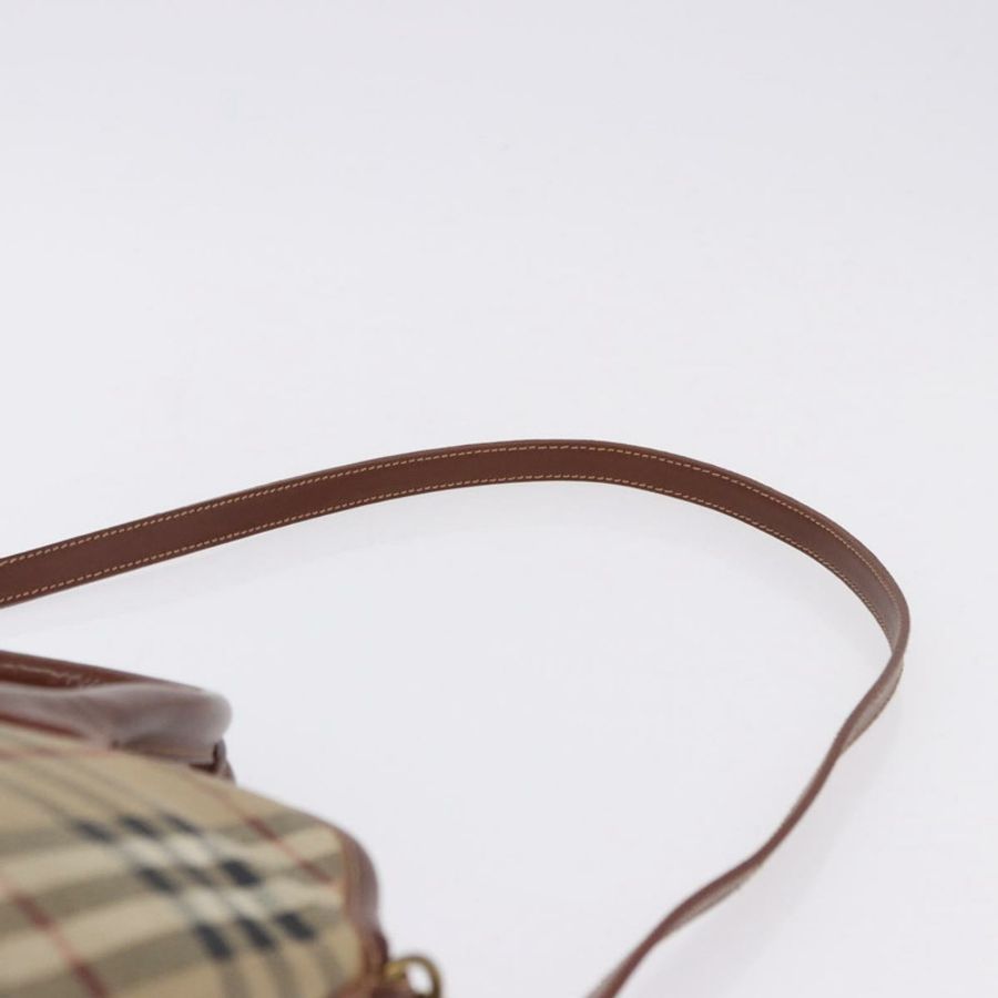 【日本直送】BURBERRY Nova 格紋手提包 PVC 皮革 兩用 米色 金色色調 正品 ka5442V-9