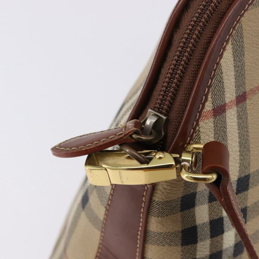 【日本直送】BURBERRY Nova 格紋手提包 PVC 皮革 兩用 米色 金色色調 正品 ka5442V-15