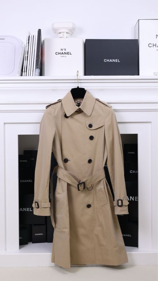 burberry卡其色双排扣风衣大衣外套-0