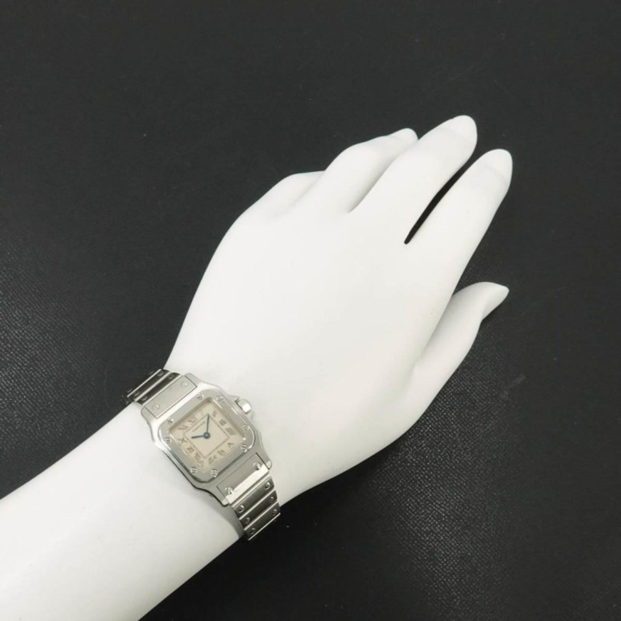 卡地亞 Santos Galbee SM W20024D6 女士腕錶,象牙色,石英錶-2