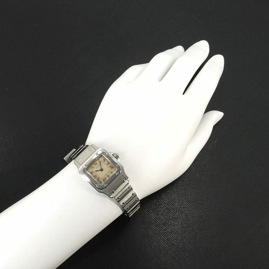 卡地亞 Santos Galbee SM W20024D6 女士腕錶,象牙色,石英錶-3